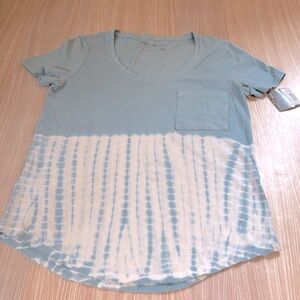 Eddie Bauer pocket tee blue white NWT